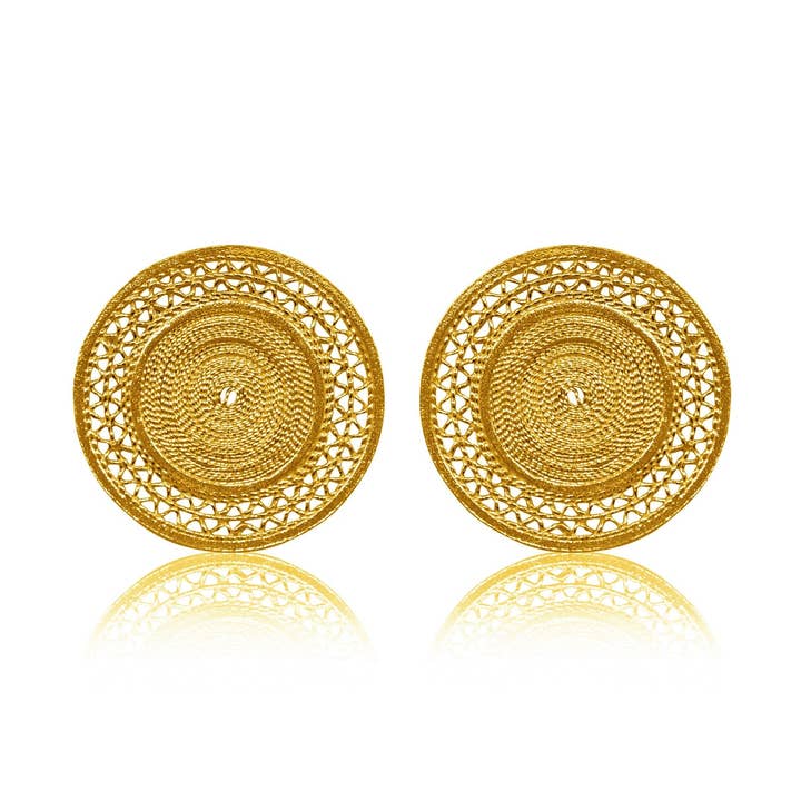 BRINCOS MAGGIE GOLD EM FILIGRANA por atacado de Olmox - Fine Filigree Jewelry