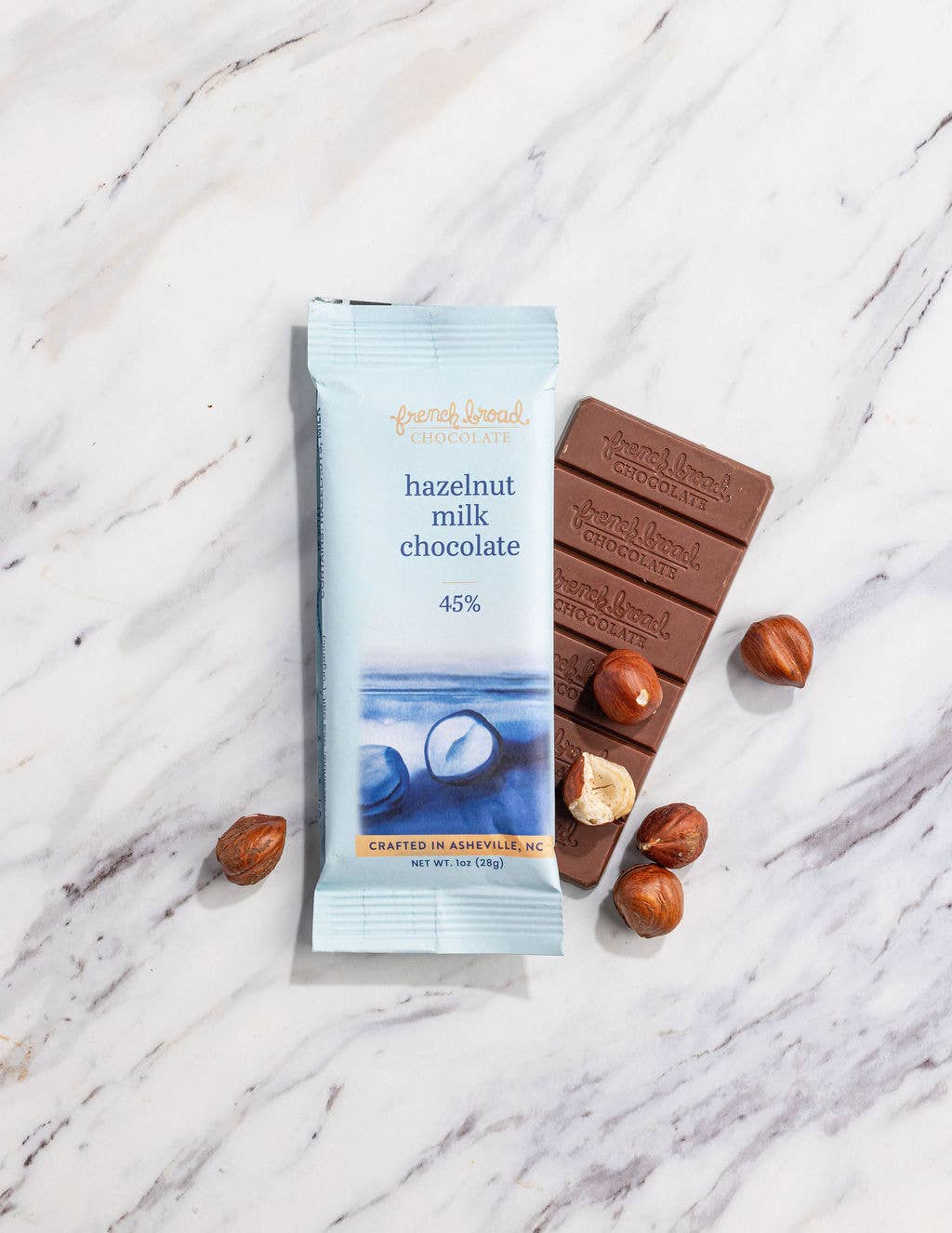 French Broad Chocolate - Wholesale Chocolate Bar - Hazelnut Milk Chocolate 45% - 28g