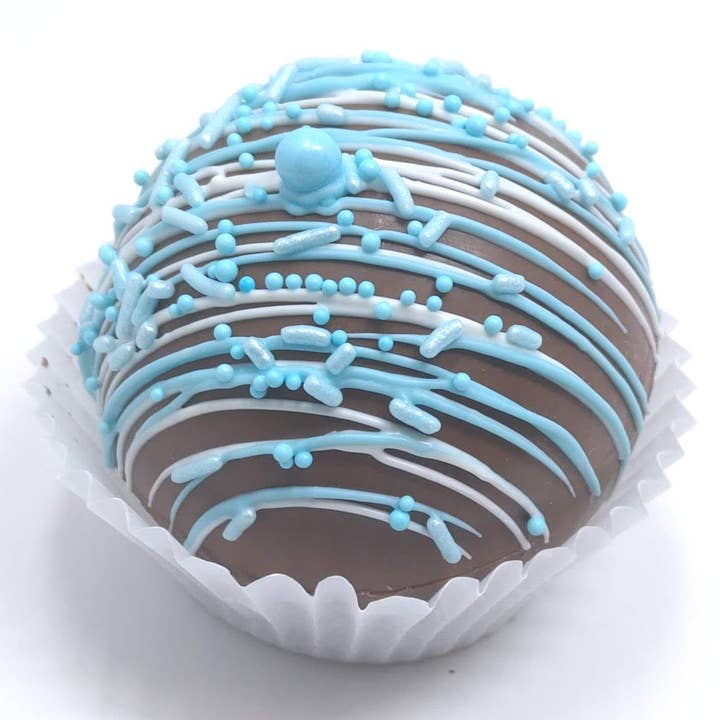 Wild Angel Treats, LLC - Venta al por mayor Preparado de chocolate caliente - Bombas de chocolate caliente artesanales grandes para baby shower, color azul