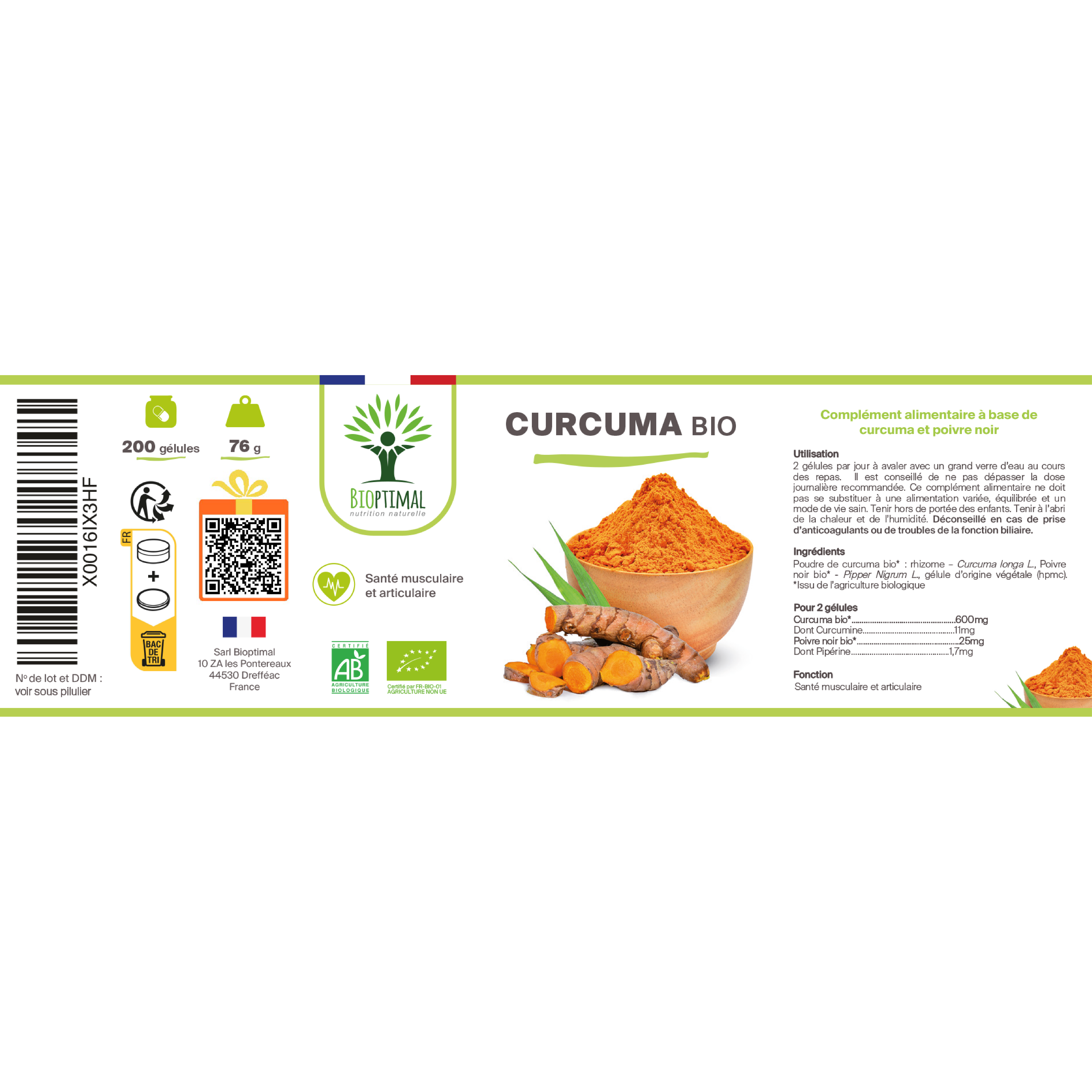 Bioptimal - Wholesale Oral Supplement/Vitamin - Organic turmeric - Food supplement - in capsules9