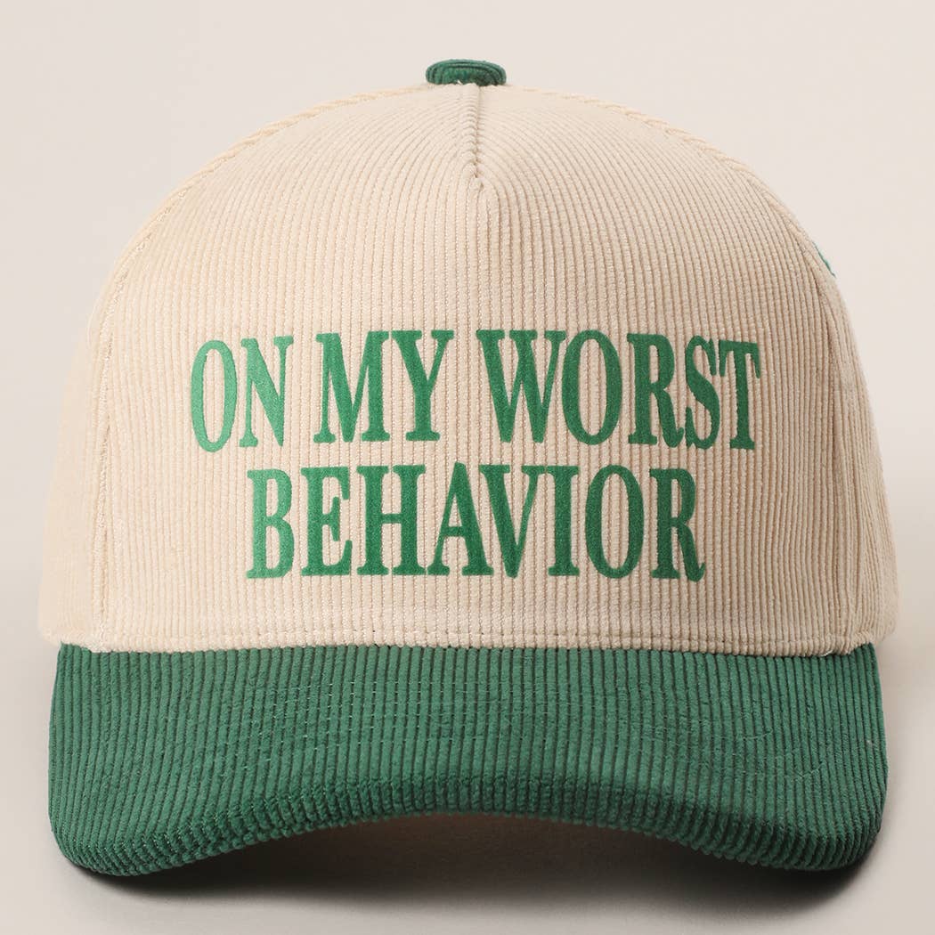 Fashion City - Wholesale Trucker Hat - Unisex - ON MY WORST BEHAVIOR Corduroy Trucker Hat6