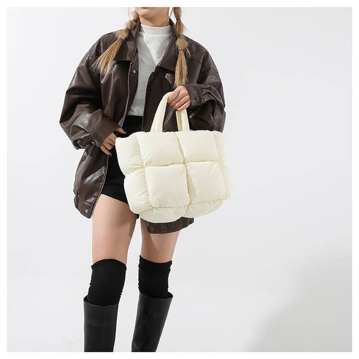 Dipped Shop - Wholesale Tote bag – Women's - Simple Puffer Tote Bag Solid Color Soft Handbag DP809119