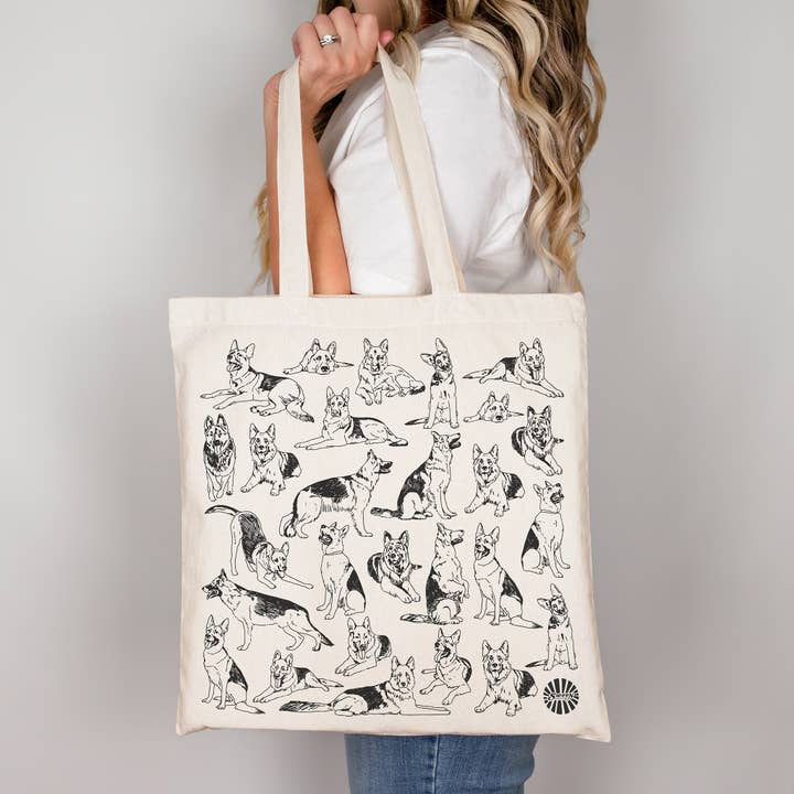 Sween Shop – Engroshandel Tote bag - Unisex – Schæferhund bomuldslærredstaske kæledyr hund gave sommer3