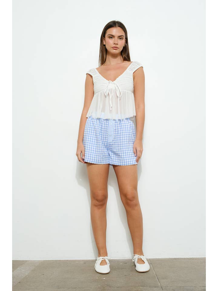 Blue GINGHAM COMBO BOXER SHORTS for wholesale on Faire