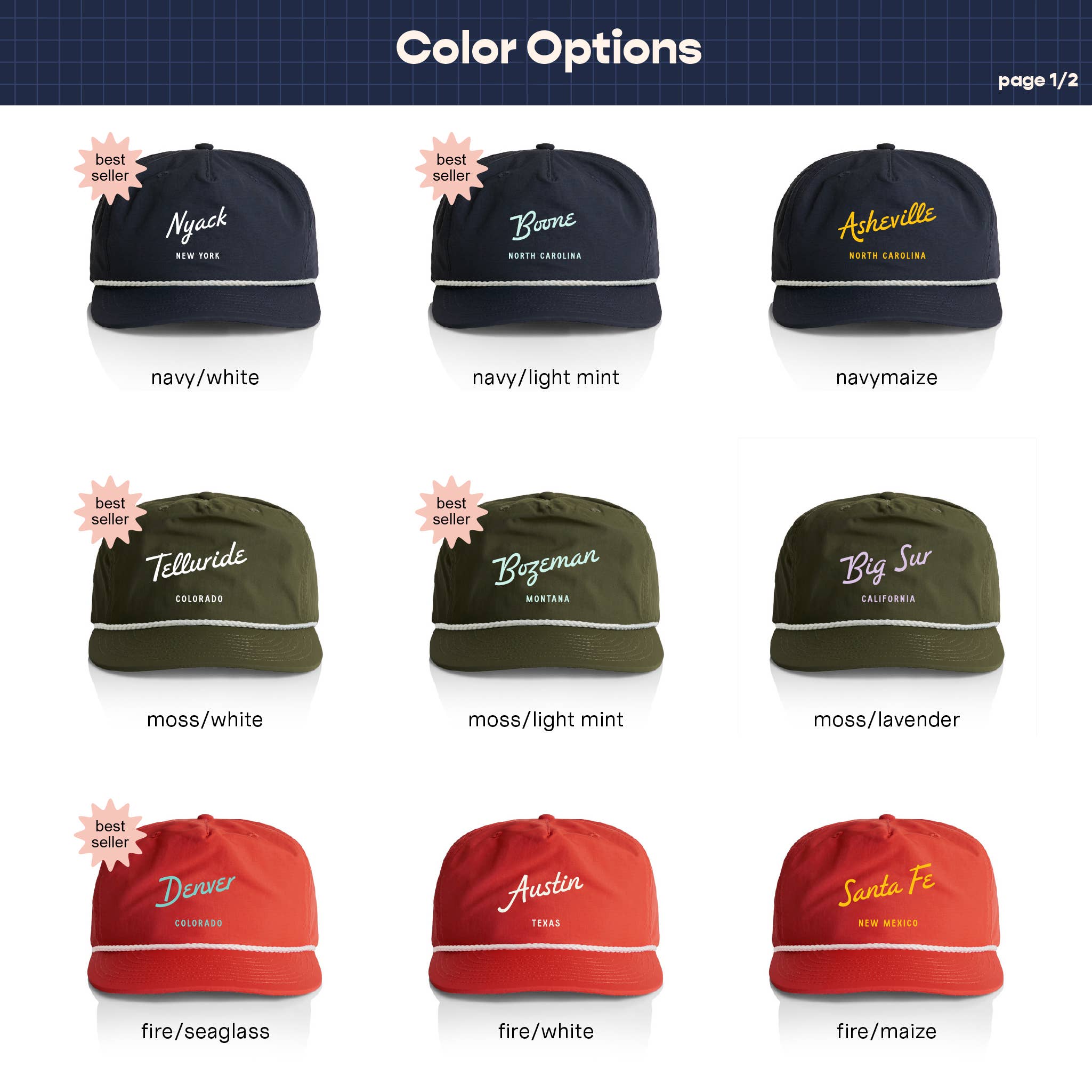 Endless August Supply Co. - Venta al por mayor Gorra snapback - Unisex - Gorra de Cuerda de Nailon Personalizada | Gorra con Nombre | Gorra de Ciudad con Letra Cursiva5