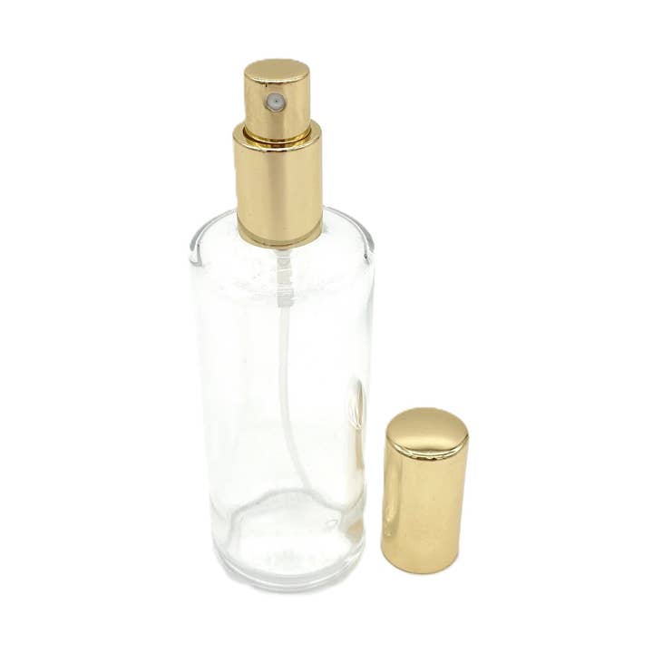 LUX FRAGRANCES - Wholesale Atomizer Bottle - 4OZ BOSTON ROUND CLEAR BOTTLE WITH GOLD PUMP0