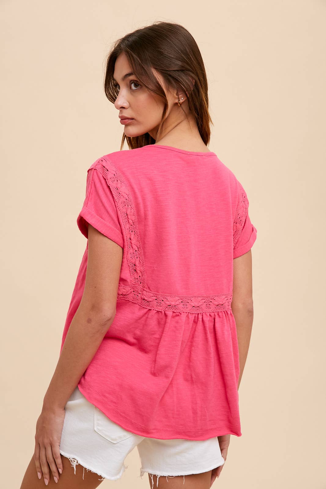 In Loom - Vendita all'ingrosso Top in maglia - Donna - T-SHIRT HENLEY CON ACCENTI IN PIZZO0