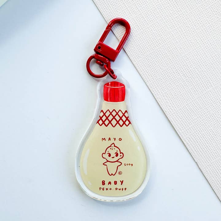 Kewpie Mayo Double-sided Acrylic Keychain with Epoxy for wholesale by PekoPuff
