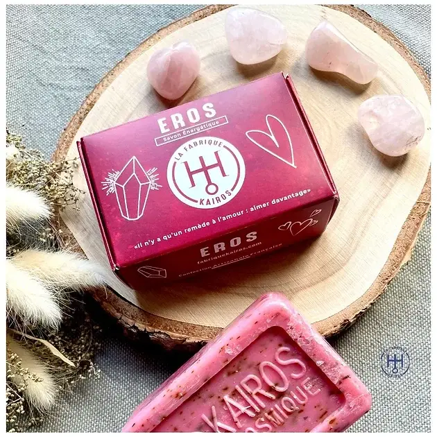 FABRIQUE DE KAIROS - Vendita all'ingrosso Saponette - Sapone energiaco alla rosa con quarzo rosa1