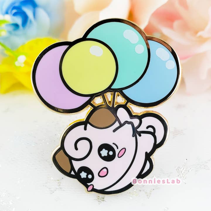 Clefairy Balloon Enamel Pin for wholesale by Bonnies Lab