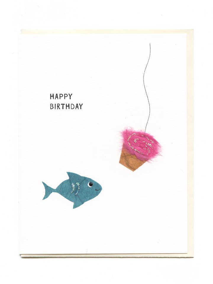 "Happy Birthday" Shark with Cupcake for wholesale by FLAUNT HANDMADE CORRESPONDENCES