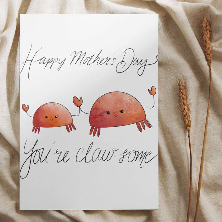 Crabs Mother's Day card for wholesale by Lisa Trinca Art