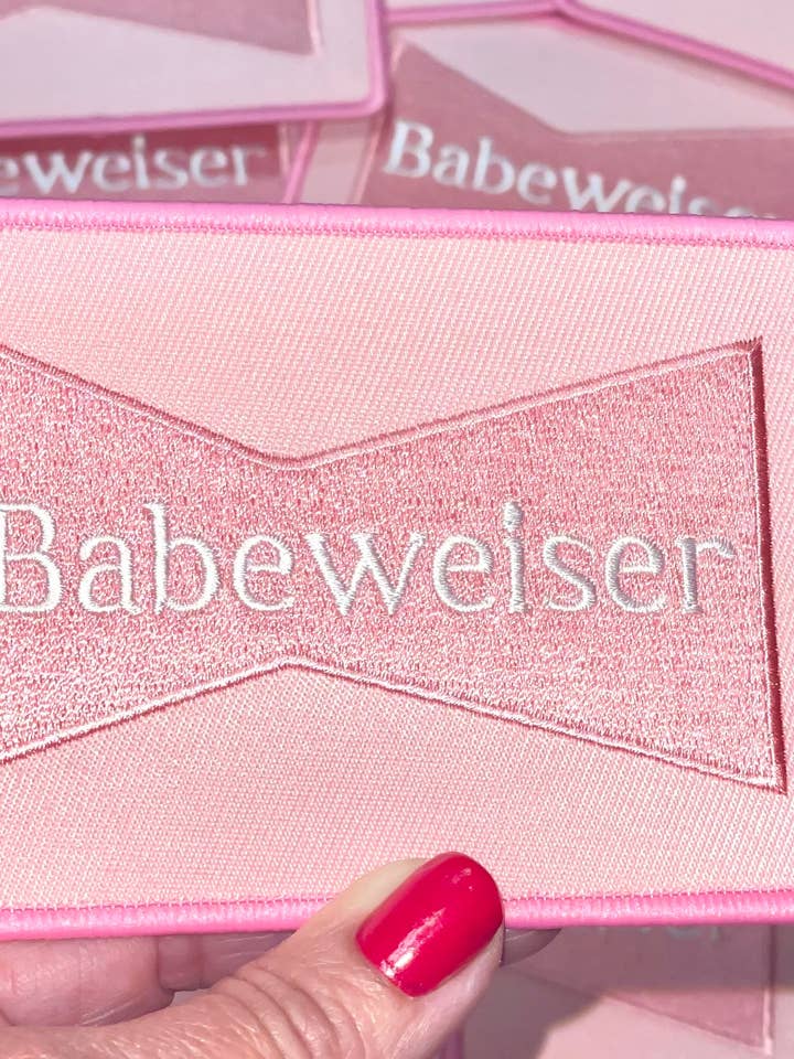Pink Trendy Patch, Beer Patch, Trucker Hat Patch, Babeweiser Patch, Embroidered Small Patch, Preppy Pink Patch, DIY, Patch for Hat for wholesale by sequinandstiches
