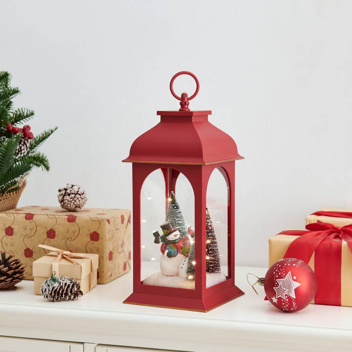 Danya B - Wholesale Christmas decoration - Danya B. Tabletop Red Christmas Snowman Winter Scene Lantern2