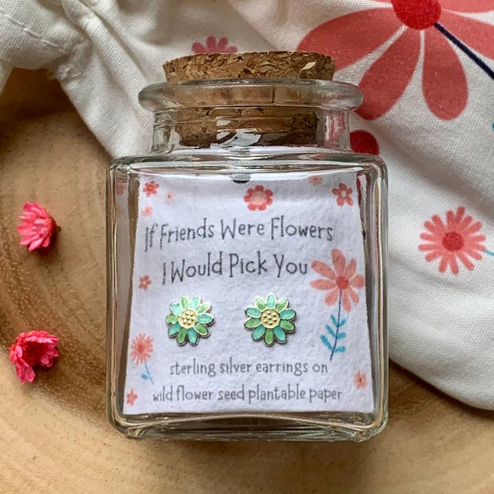 Boucles d'oreilles en argent sterling « If Friends Were Flowers » pour la vente par Ginger & Roo