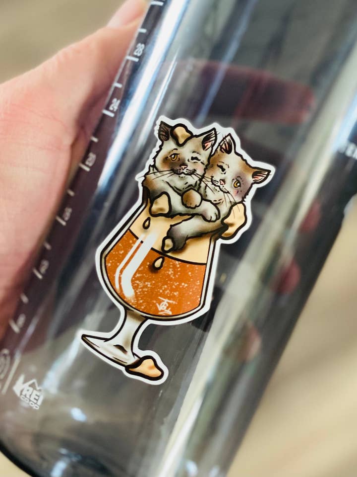 Kittens In Beer Sticker! for wholesale by Guerdrum Art