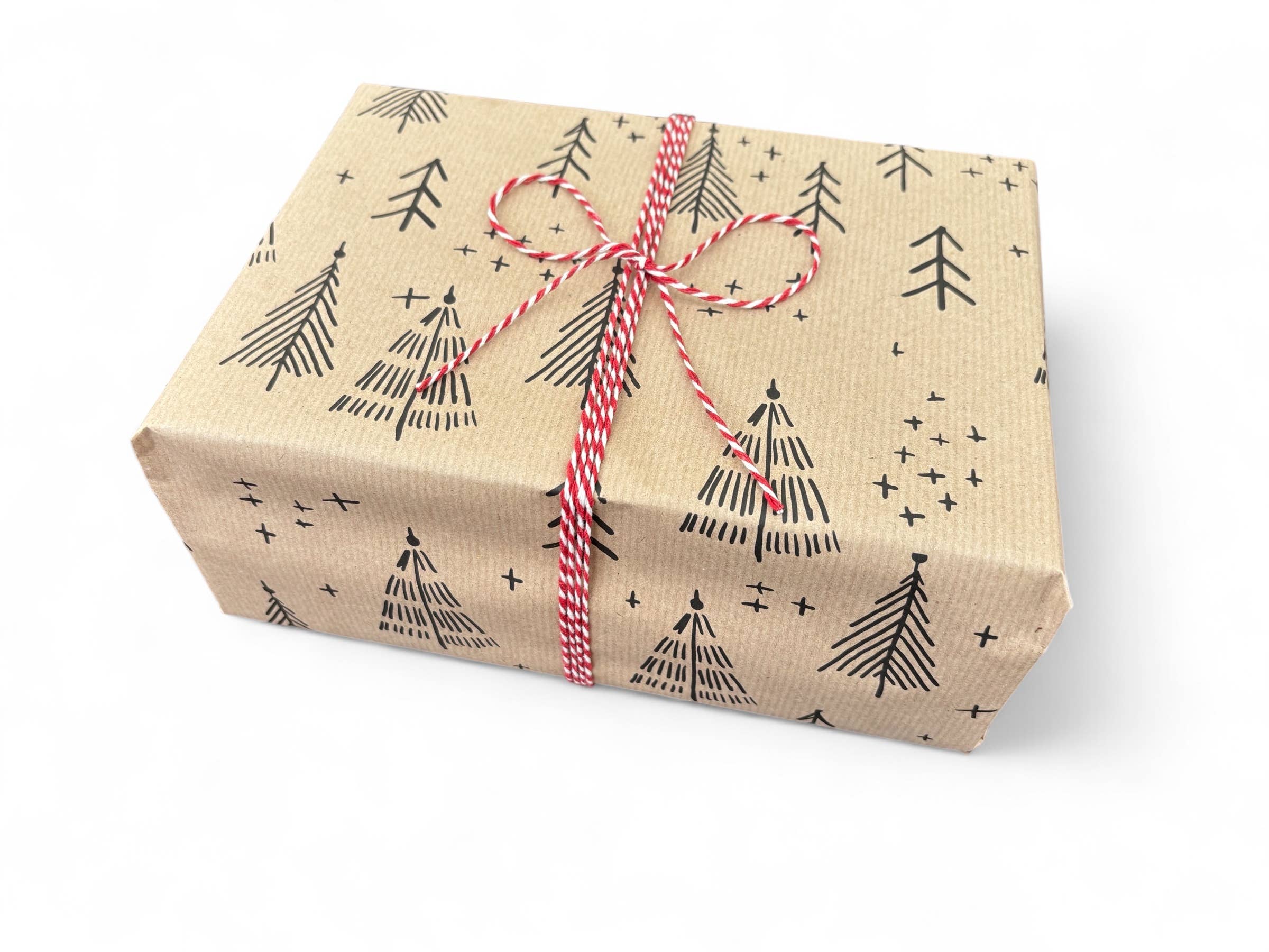 PlanetWrapIt - Wholesale Wrapping Paper Roll - Black Christmas Trees Recycled Kraft Gift Wrapping Paper 2