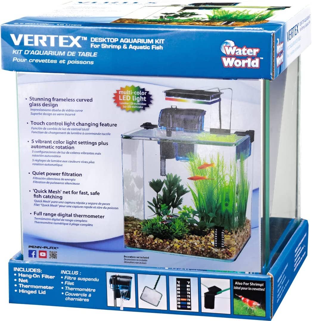Penn-Plax - Wholesale Terrarium - Water-World Vertex Aquarium Kit with LED Light – 5 Gallon1