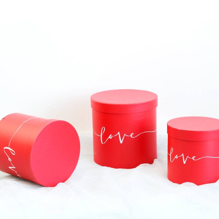 Elegant Design Supply - Vendita all'ingrosso Confezioni regalo - Scatola rotonda per fiori a forma di cappello con motivo Love19