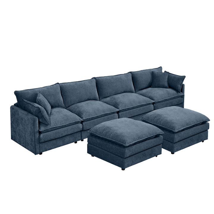 39F Inc. - Wholesale Sofa - Lunara 130" U-Shaped Sectional Sofa w 2 Ottomans,7 Colors12