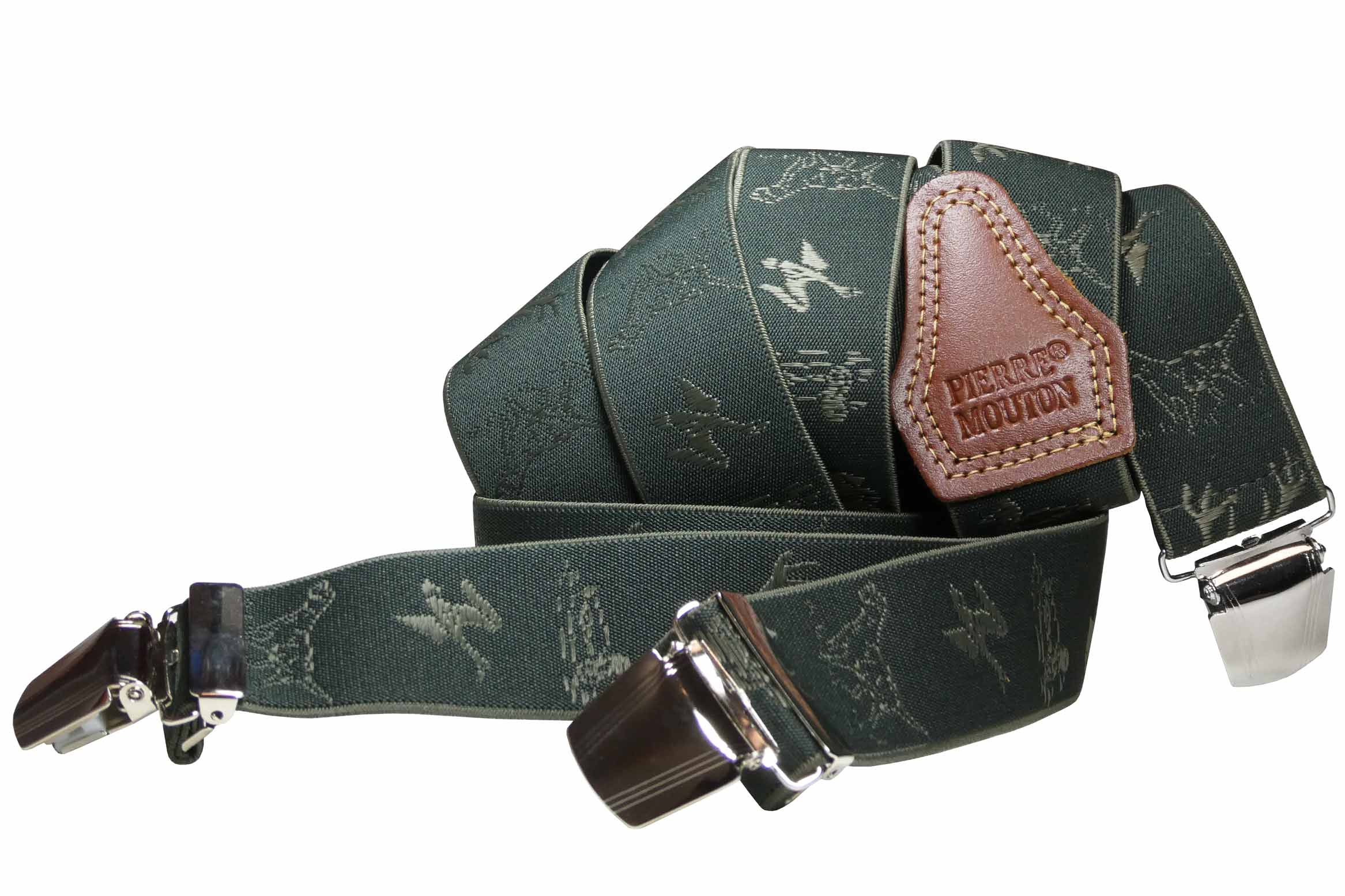 Pierre Mouton – Cinto - Unissexo por atacado – Apertos de Caça Verdes 3 clips/120 cm | Artesanal1