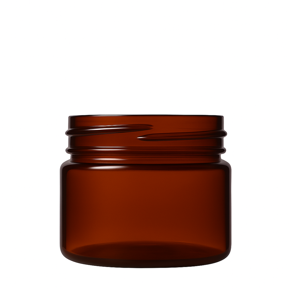 AfroCosmetics & Culture - Wholesale Jar - 1 oz Amber Plastic Jar with Black Ribbed Cap Cosmetic Jars0