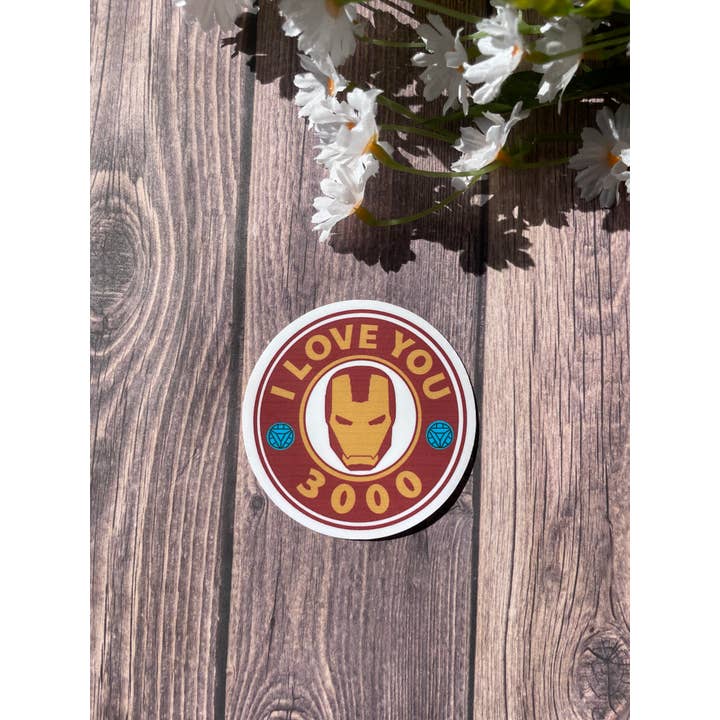 Adesivo/magnete a tema I Love You 3000: Iron Man per la vendita all'ingrosso da parte di JG Sticker Shop