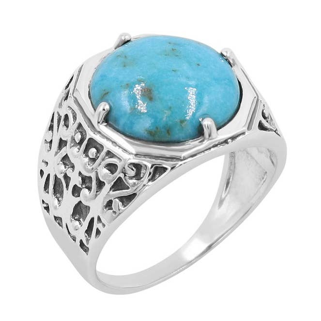 Arizona Turquoise Men's Ring: 925 Silver Gemstone Jewelry for wholesale by Jay Jools