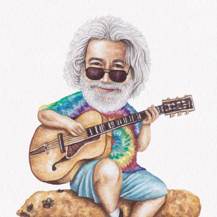 Celebs on Sandwiches - Vente Affiche d'art - Jerry Garcia - Impression à l'aquarelle1