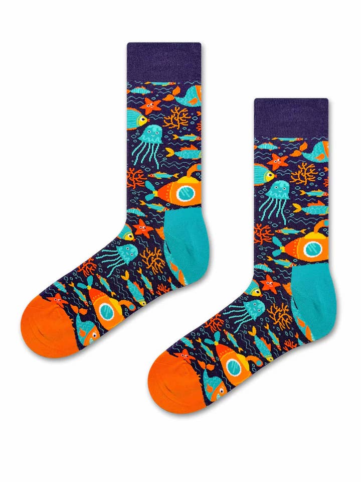 Underwater Adventure Socks 🌊🦑 for wholesale by Marc JoJo