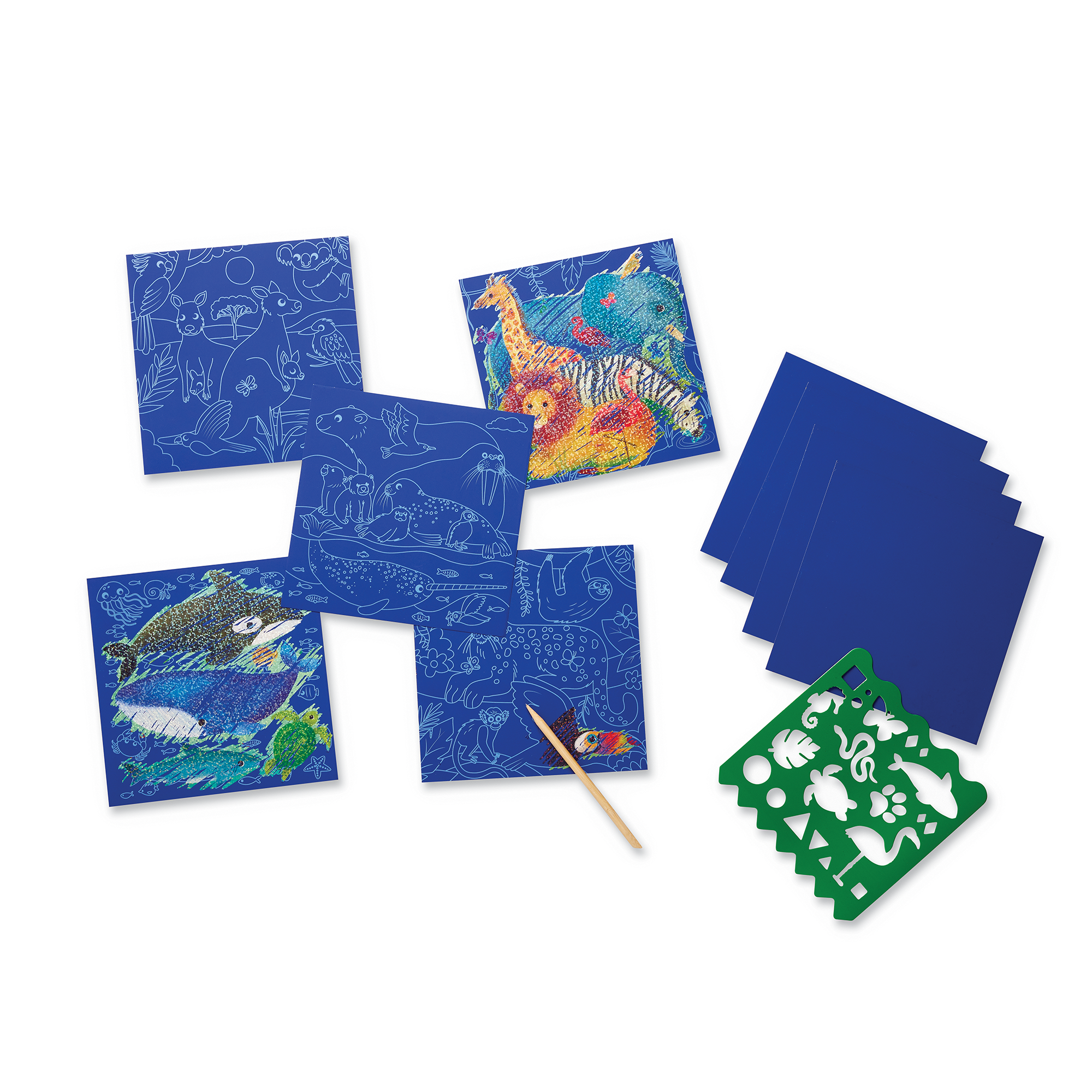 Hippychick - Vente Set de coloriage – enfant et bébé - Crocodile Creek Animal World Art à Gratter pour Enfants Art & Artisanat1