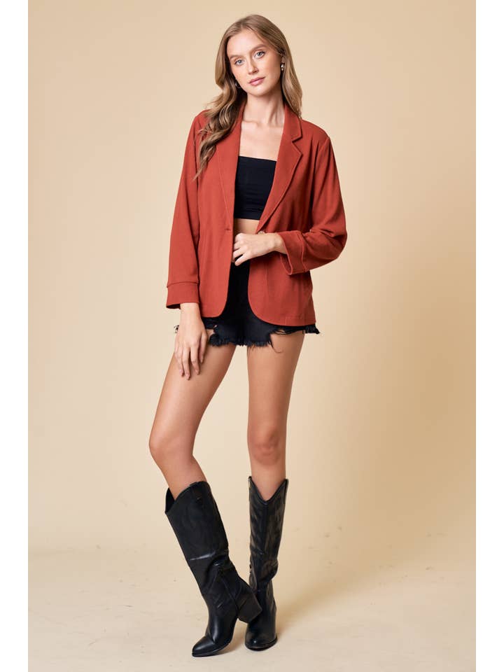 Doe and Rae - Wholesale Blazer - Women's - Placket Sleeve Knit Blazer - 10325J7