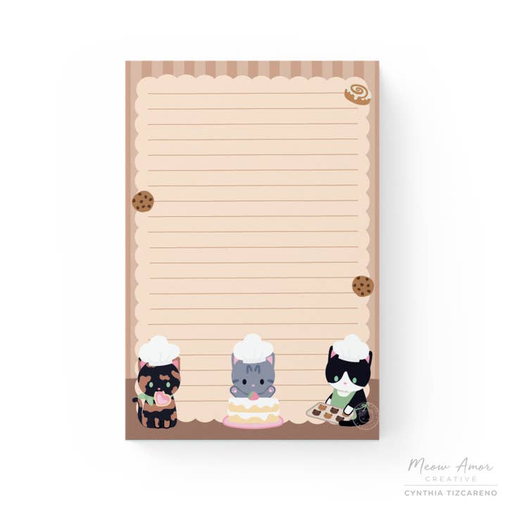 Bakery Cats Notepad for wholesale by Meow Amor Creative