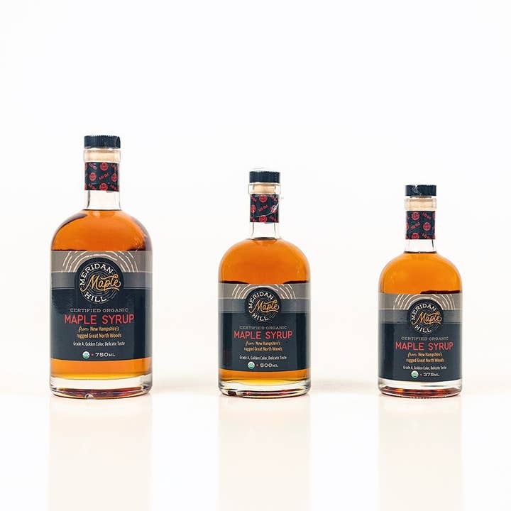 Meridan Hill Maple Farm - Venta al por mayor Sirope de arce - Jarabe de Arce Puro Orgánico NH en Botella de Vidrio Leo
