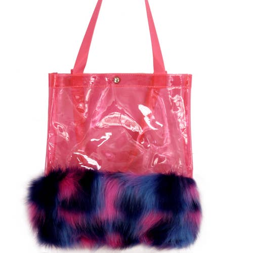 Klar See Thru Plastic Plush håndtaske til damer for engroshandel hos Nima Accessories Inc