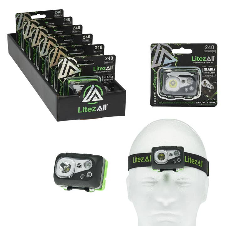 LitezAll - Wholesale Flashlight - LitezAll Rechargeable Nearly Invincible™ Head Lamp