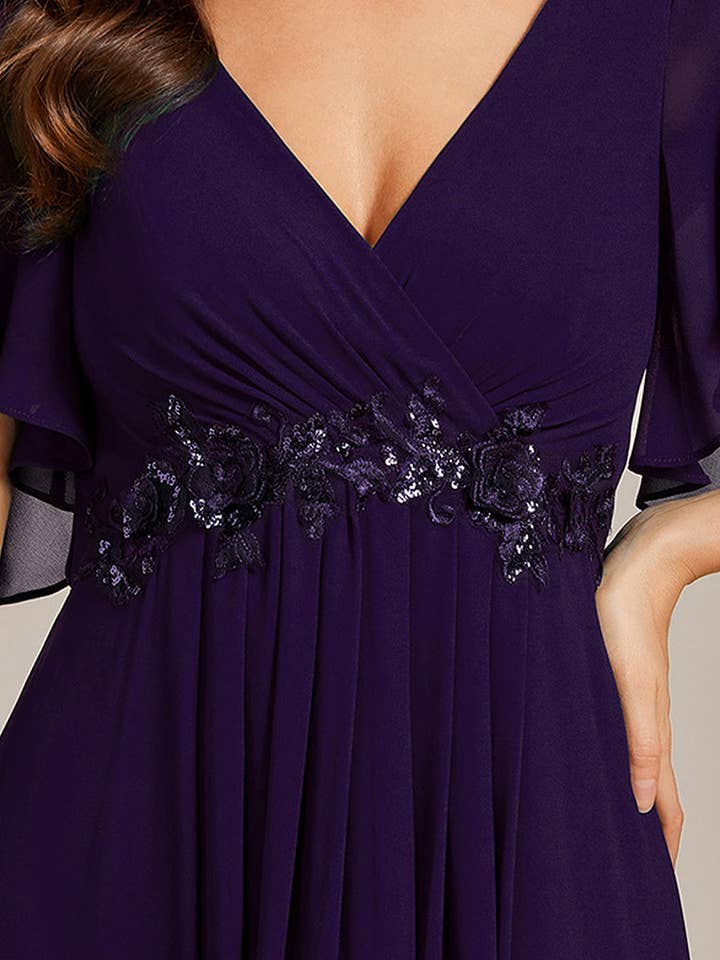 Ever-Pretty - Wholesale Gown – Women's - V Neck Appliques Pleated Bridesmaid Dress29