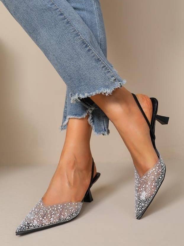 Transparent pumps with pearls H8-810 for wholesale by Joia Paris