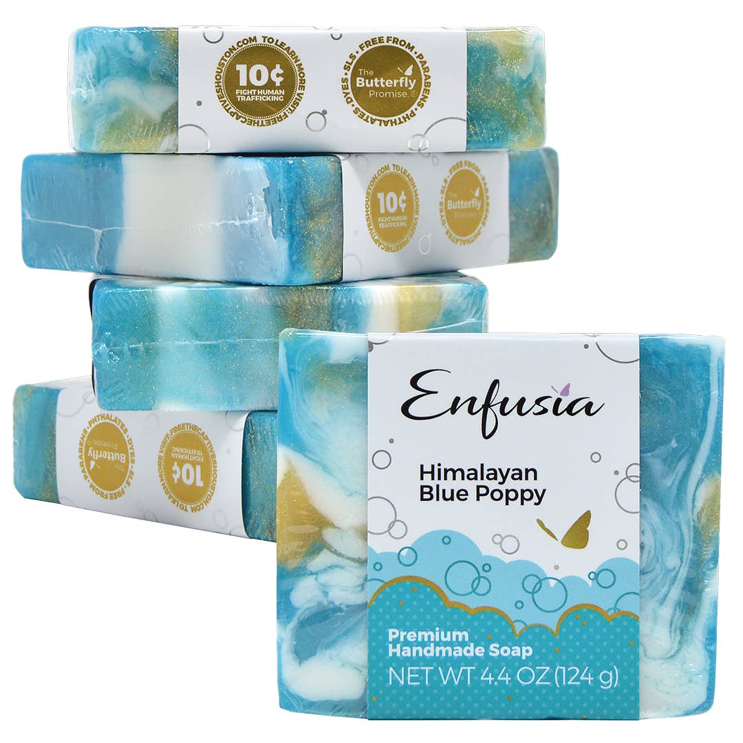 Enfusia - Vente Pains de savon - Savon de coquelicot bleu de l'Himalaya 4,4 oz2