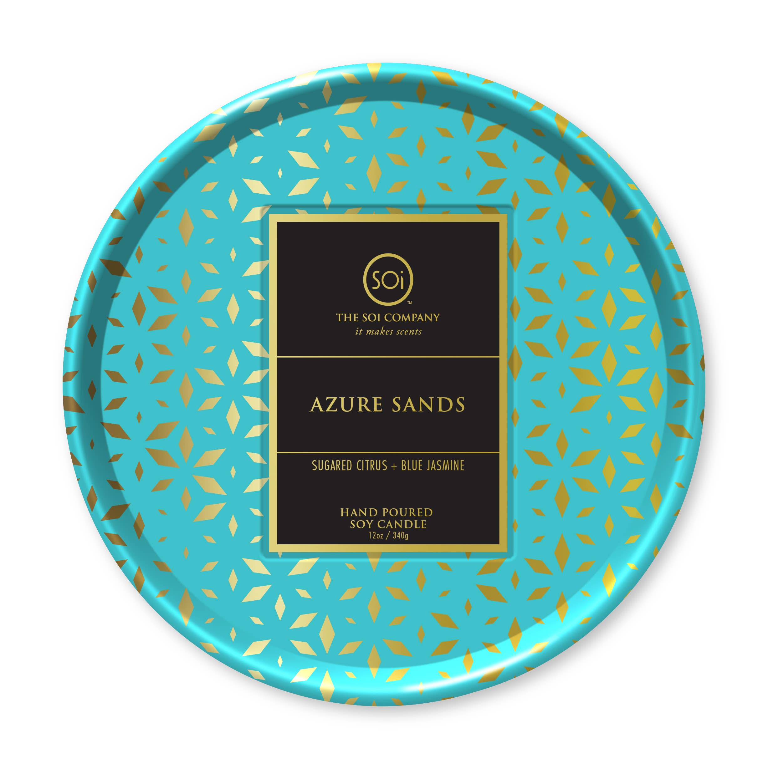 The SOi Company – wholesale Travel candles – Azure Sands Shimmer 12oz Candle Tin1