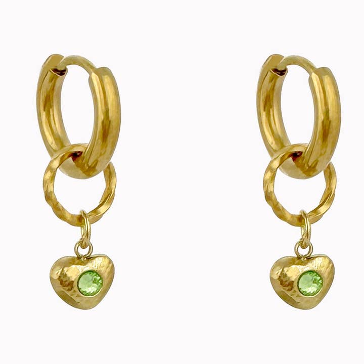 Ohrringe mit Herz und grünem Steinchen für den Großhandel von Don' aparte