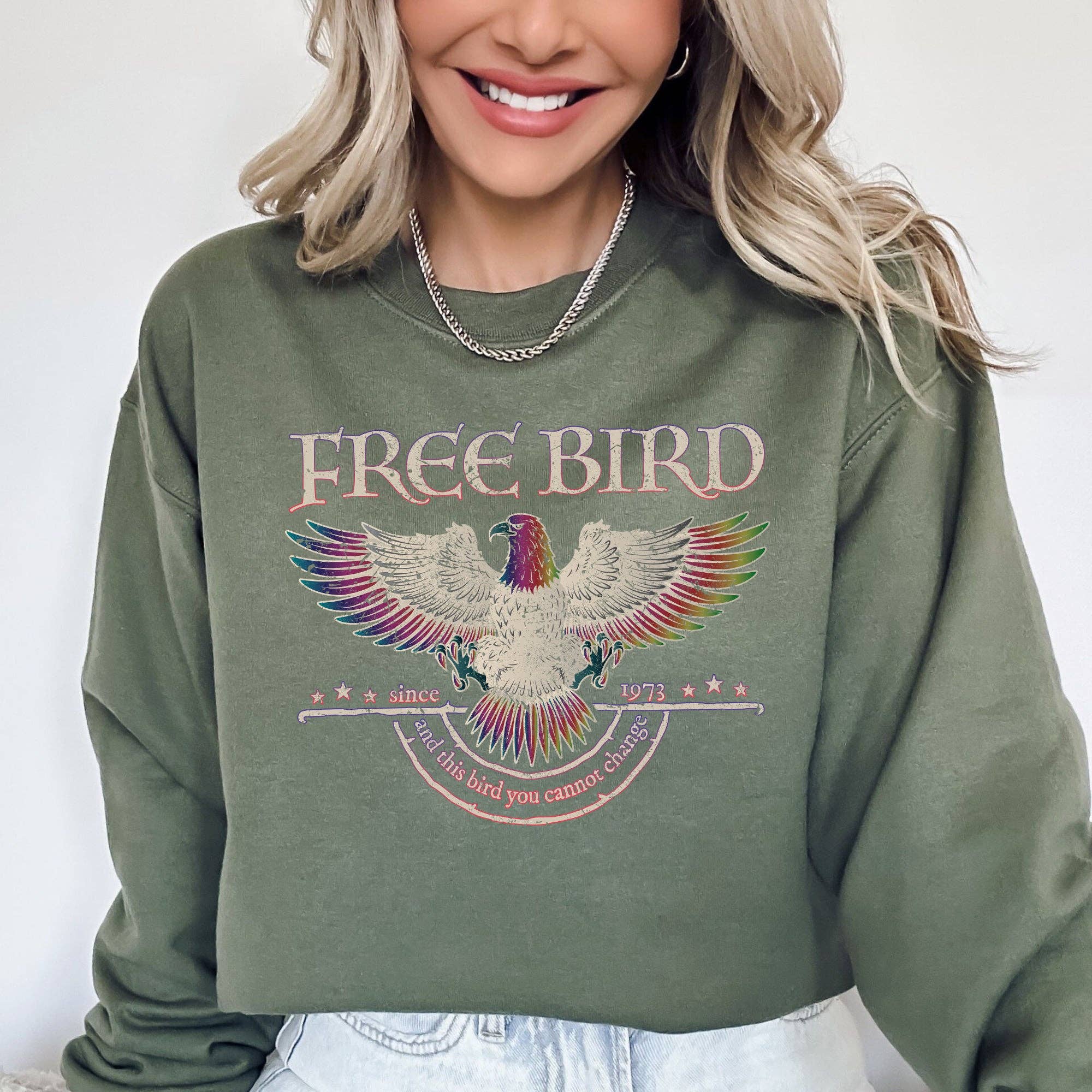Refinery Number One LLC - Wholesale Graphic Sweatshirt - Women's - Free Bird Old School Band, Retro Music, Rock Band Sweatshirt6