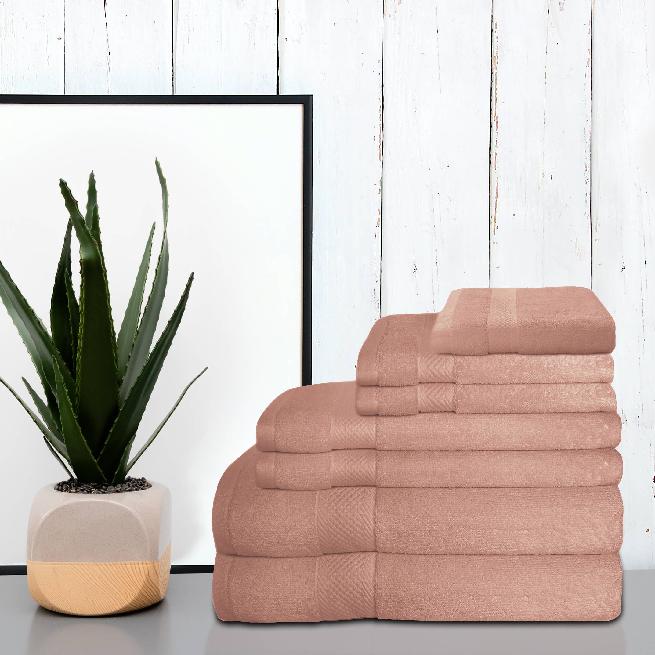 7 Pack Towel Set 100% Cotton 700 GSM Luxurious Pink for wholesale on Faire2