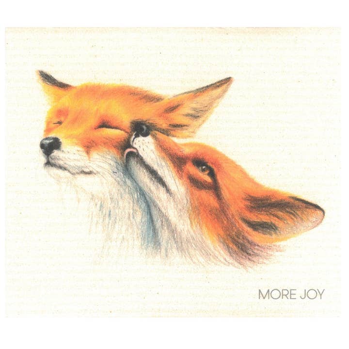 Dishdoek Fox Duo bedrukt met schilderij van Eila Lampi voor wholesale door More Joy Home