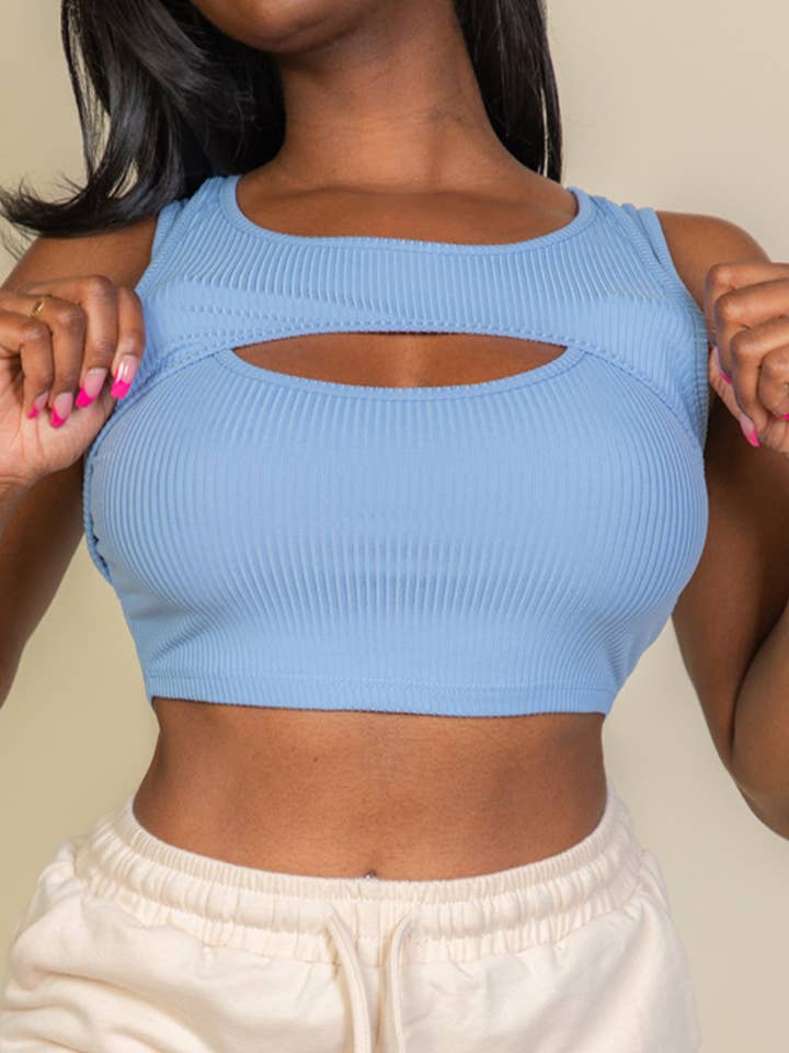 CAPELLA APPAREL - Wholesale Knit Top - Women's - Ribbed Cut Out Front Crop Top10