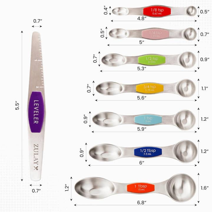 Zulay Kitchen - Wholesale Measuring spoon - Stackable Magnetic Spoons Set of 8 - Stainless Steel12
