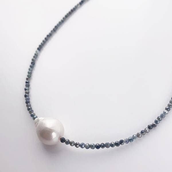 Susan Roberts Jewelry - Wholesale Pendant/Charm Necklace - Baroque Pearl Necklace with Sapphire1