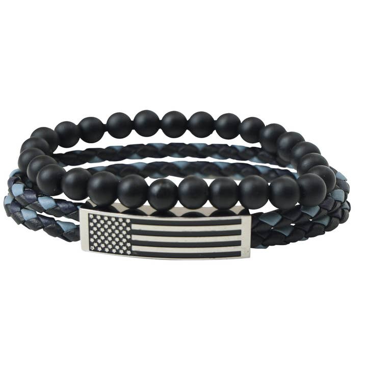 HOLD FAST Mens Bracelet Flag Wrap Braided Bead for wholesale by Kerusso
