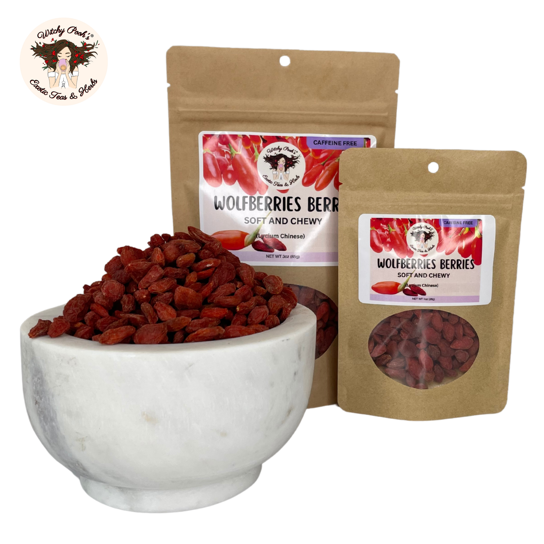 Witchy Pooh's Exotic Teas & Herbs - Wholesale Dried/Dehydrated Fruit - Witchy Pooh's Wolfberries, Goji Berries - Whole Soft & Chewy20