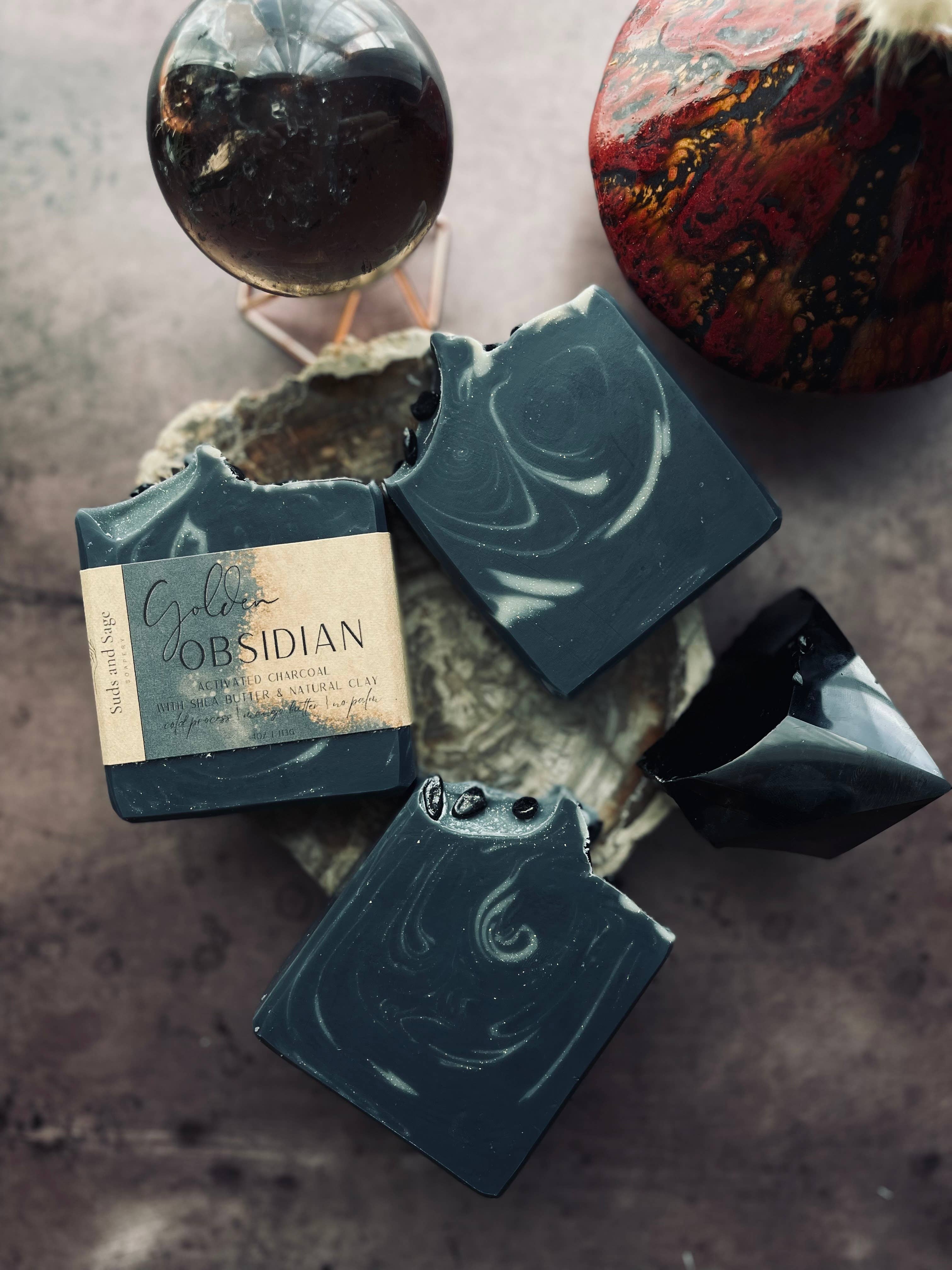 Suds and Sage - Wholesale Bar Soap - Golden Obsidian1